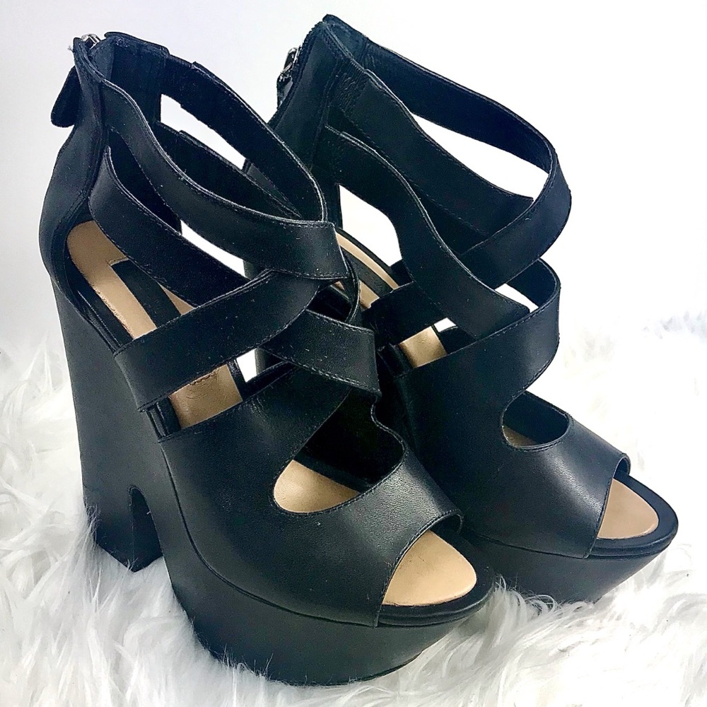 BCBGMaxazria Zoey Strappy Chunky Platform, Sz 7.5B